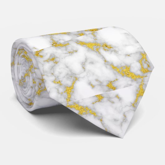 Witte en goudkleurige Stropdas (Opgerold)