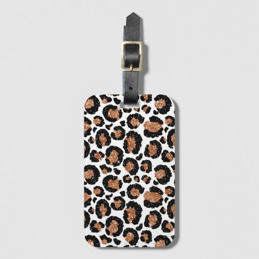 Witte en goudkoortsCheetah - Leopard Pattern Bagagelabel (Voorkant (verticaal))