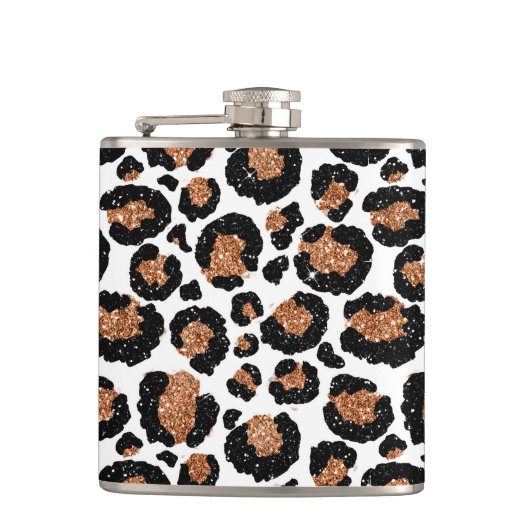 Witte en goudkoortsCheetah - Leopard Pattern Heupfles (Voorkant)