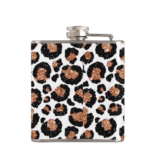 Witte en goudkoortsCheetah - Leopard Pattern Heupfles (Achterkant)