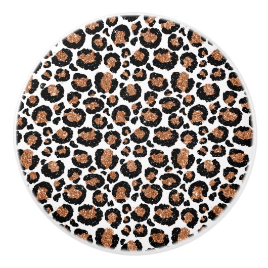 Witte en goudkoortsCheetah - Leopard Pattern Keramische Knop (Voorkant)