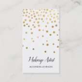 Witte en goudlegant Confetti Makeup Artist Visitekaartje (Voorkant)