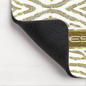 Witte en goudlitter met witte strepen muismat (Hoek)