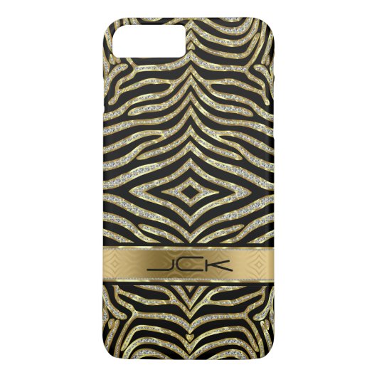 Witte en goudlitter met zwarte zebrastripes Case-Mate iPhone case (Achterkant)
