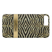 Witte en goudlitter met zwarte zebrastripes Case-Mate iPhone case (Achterkant (Horizontaal))