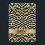 Witte en goudlitter met zwarte zebrastripes iPad mini cover<br><div class="desc">Witte diamanten glitter en sparkles,  goudaccenten,  zebrastrepen,  dierlijk afdrukpatroon.  monogram. Als u om het even welke hulp het aanpassen,  het veranderen van kleur,  of iets anders aan om het even welk van mijn design nodig hebt,  contacteer ArtOnWear designer.Vrije tekst het formatteren met levende hulp beschikbaar door verzoek.</div>