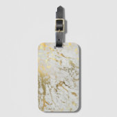 Witte en goudmarmer bagagelabel (Voorkant (verticaal))