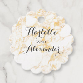 Witte en goudmarmer bedankjes labels