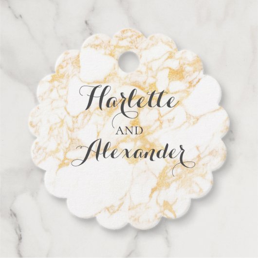 Witte en goudmarmer bedankjes labels (Voorkant)