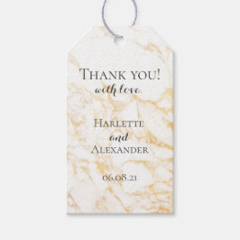 Witte en goudmarmer cadeaulabel