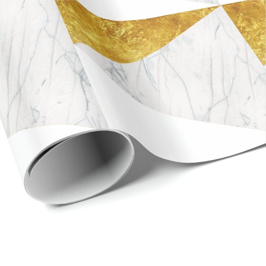 Witte en goudmarmer cadeaupapier (Rol Hoek)