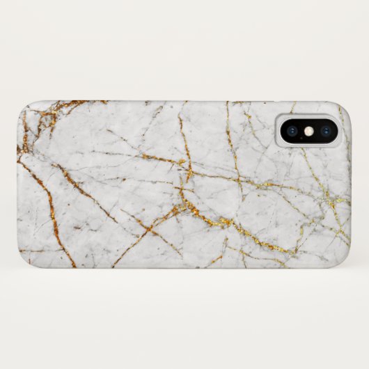 Witte en goudmarmer Case-Mate iPhone case (Achterkant (horizontaal))