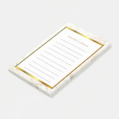 Witte en goudmarmer gepatterde monogram naam post-it® notes (Schuin)