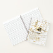 Witte en goudmarmer, gouddoos, naam en monogram notitieboek (Binnen)