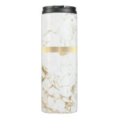 Witte en goudmarmer, gouddoos, naam en monogram thermosbeker (Achterkant)