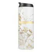 Witte en goudmarmer, gouddoos, naam en monogram thermosbeker (Geroteerd rechts)