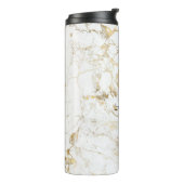 Witte en goudmarmer, gouddoos, naam en monogram Vs Thermosbeker (Gedraaid links)