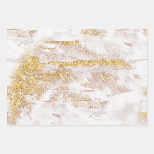 Witte en goudmarmer inpakpapier vel (Voorkant 2)