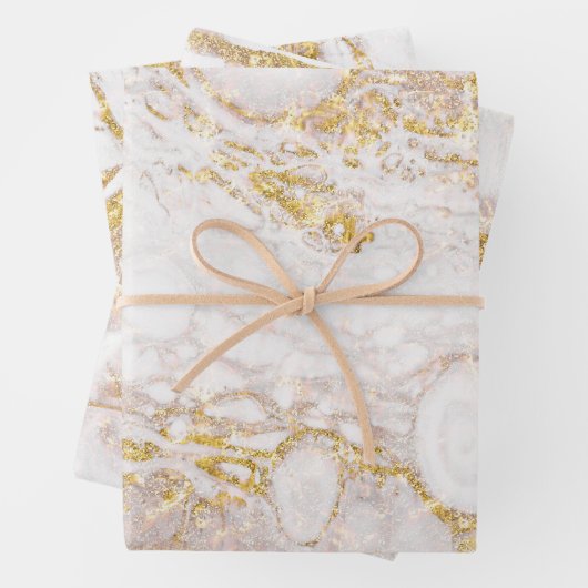 Witte en goudmarmer inpakpapier vel (In situ)