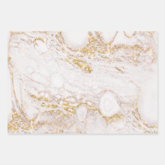 Witte en goudmarmer inpakpapier vel (Voorkant)