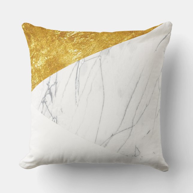 Witte en goudmarmer kussen (Voorkant)