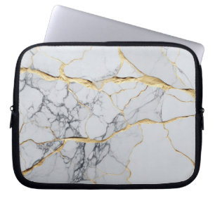 Witte en goudmarmer laptop sleeve