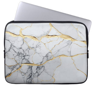 Witte en goudmarmer laptop sleeve