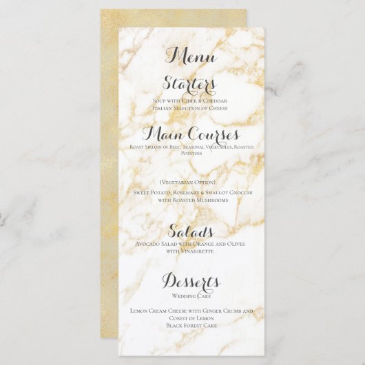 Witte en goudmarmer menu (Voorkant / Achterkant)