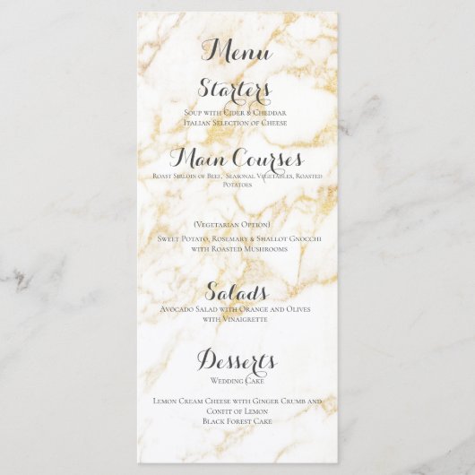 Witte en goudmarmer menu (Voorkant)