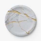 Witte en goudmarmer papieren bordje (Voorkant)