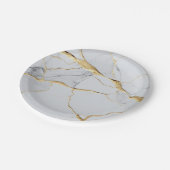 Witte en goudmarmer papieren bordje (Gekanteld)