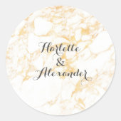 Witte en goudmarmer ronde sticker (Voorkant)