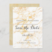Witte en goudmarmer save the date (Voorkant / Achterkant)