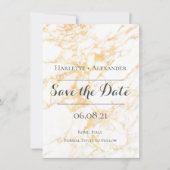 Witte en goudmarmer save the date (Voorkant)