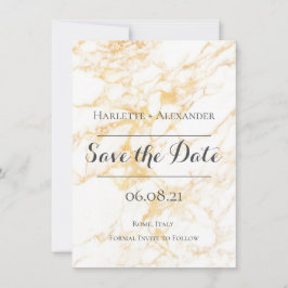 Witte en goudmarmer save the date