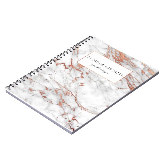 Witte en goudmarmer-spiraallaptop notitieboek (Linkerzijde)