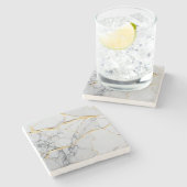 Witte en goudmarmer stenen onderzetter (Zijkant)