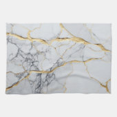 Witte en goudmarmer theedoek (Horizontaal)