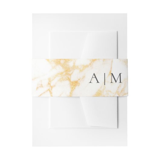 Witte en goudmarmer uitnodigingen wikkel (Voorkant Voorbeeld)