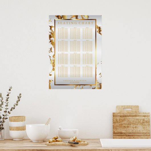 Witte en goudmarmer - Zitkool (12) Poster (Keuken)