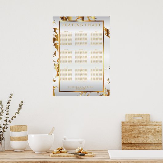 Witte en goudmarmer - Zitkool (9) Poster (Keuken)