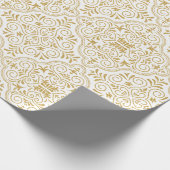 Witte en goudMarokkaanse geometrische patronen Cadeaupapier (Hoek)
