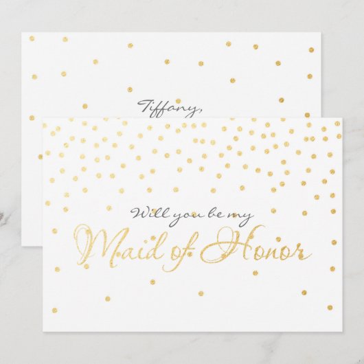 Witte en goudolie Confetti Stippen, GEMAAKT VAN HO Kaart (Voorkant / Achterkant)