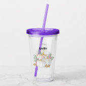 Witte en goudpompoenen Waterverf Acryl Drinkbeker (Achterkant)