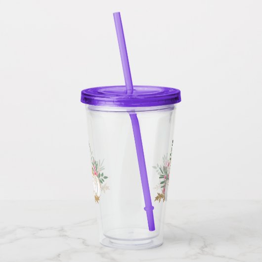 Witte en goudpompoenen Waterverf Acryl Drinkbeker (Links)