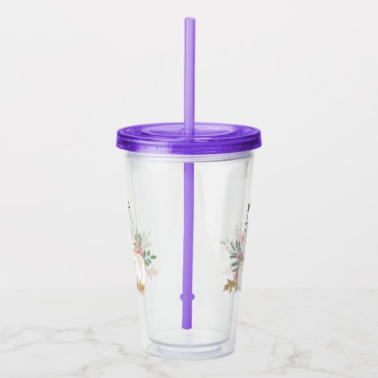 Witte en goudpompoenen Waterverf Acryl Drinkbeker (Rechts)