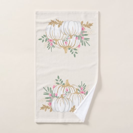 Witte en goudpompoenen Waterverf Bad Handdoek (Handdoek)