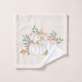 Witte en goudpompoenen Waterverf Bad Handdoek (Wasdoekje)
