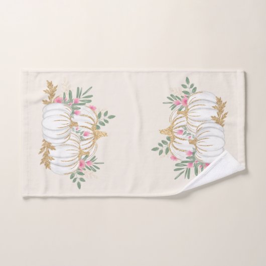 Witte en goudpompoenen Waterverf Bad Handdoek (Handdoek)