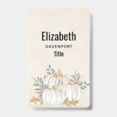 Witte en goudpompoenen Waterverf Badge (Achterkant)